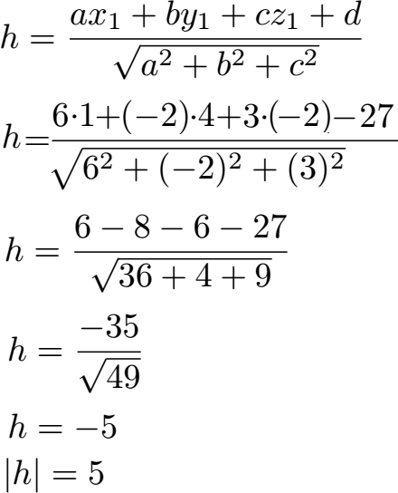 Abstand Punkt zu Ebene Beispiel 1 Lösung