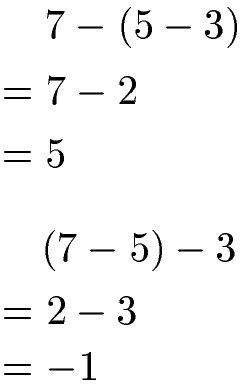 Assoziativgesetz Subtraktion Beispiel 1