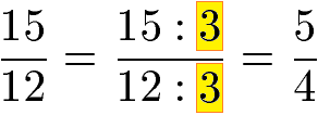 Bruchrechnung: Kürzen mit 3 