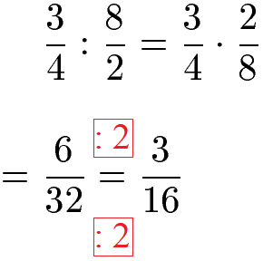 Brüche dividieren und kürzen Beispiel
