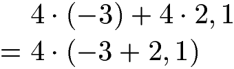 Distributivgesetz Multiplikation Beispiel mit Dezimalzahlen