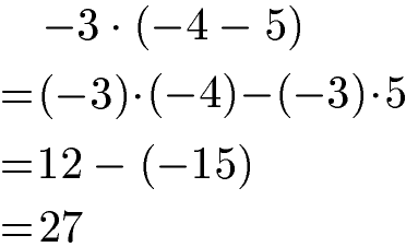 Distributivgesetz Subtraktion Beispiel mit negativen Zahlen