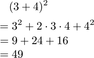 1. Binomische Formel Beispiel 1 mit Zahlen