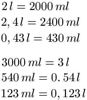 Liter in Milliliter umrechnen