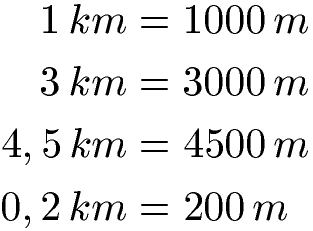 Kilometer in Meter umrechnen Beispiele