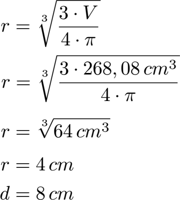 Kugel Radius und Durchmesser Beispiel 2