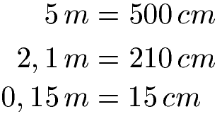 Meter in Zentimeter umrechnen Beispiele