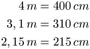 Meter in Zentimeter umwandeln Beispiele
