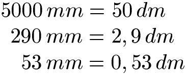 Millimeter in Dezimeter umwandeln Beispiele