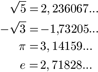 Nicht rationale Zahlen Beispiele