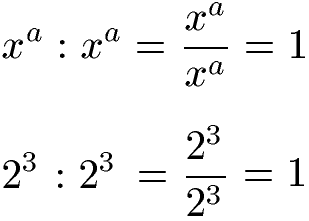 Potenzgesetze dividieren: gleiche Basis und gleicher Exponent