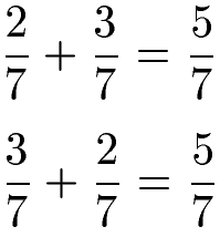 Rationale Zahlen: Kommutativgesetz der Addition mit Brüchen