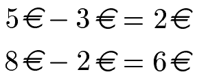 Subtraktion: Rechnen mit ganzen Euros