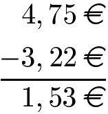 Subtraktion: Schriftliche Subtraktion mit Geld