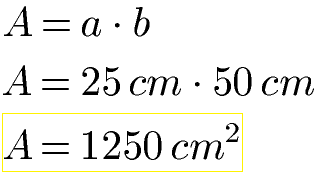 Rechteck Fläche berechnen mit a und b