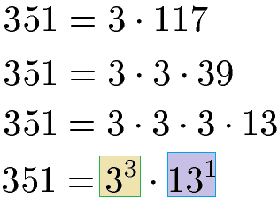 Teilerfremdheit prüfen ggT 351 Primfaktorzerlegung