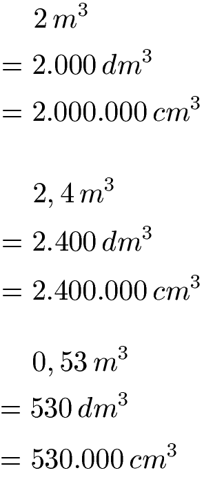 Volumen umrechnen: Kubikmeter in Kubikdezimeter