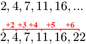 Zahlenfolgen vervollständigen Beispiel 5