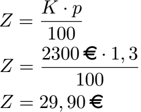 Zinsrechnung Zinsen berechnen Beispiel 1