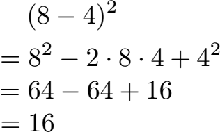 2. Binomische Formel Beispiel 1 mit Zahlen